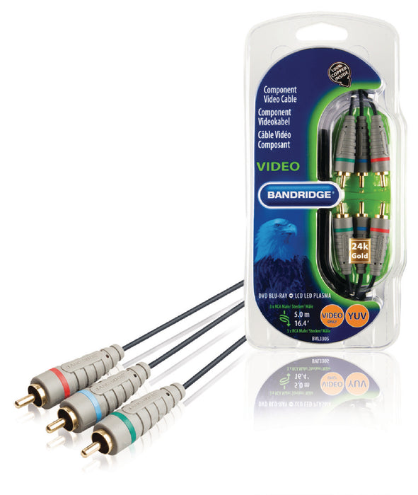 Bandridge Component Video Cable 3x RCA Male - 3x RCA Male 5.00 m Blue