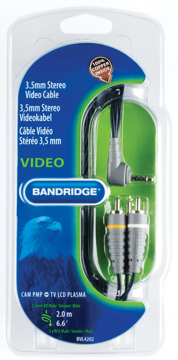 Bandridge Composite Video Cable 3.5 mm Male - 3x RCA Male 2.00 m Blue