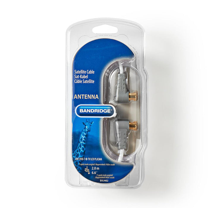 Bandridge Satellite Cable - F-Quick Male Angled - F-Quick Male Angled - 2.00 m - White, 