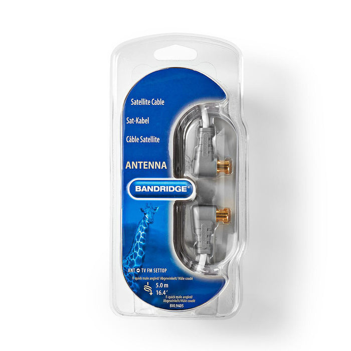 Bandridge Satellite Cable - F-Quick Male Angled - F-Quick Male Angled - 5.00 m - White, 