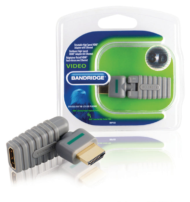 Bandridge High Speed HDMI with Ethernet Adapter Rotatable HDMI Connector - HDMI Female Grey