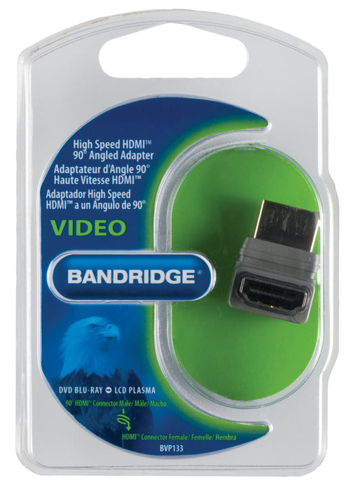 Bandridge High Speed HDMI with Ethernet Adapter Angled 90° HDMI Connector - HDMI Female Grey