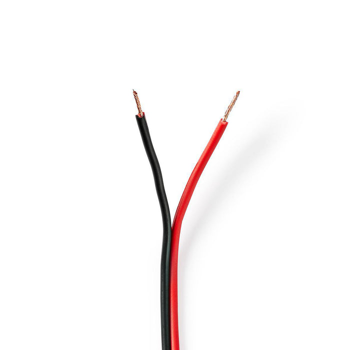 Nedis Speaker Cable - 2x 0.75 mm², Copper, 100.0 m, Black / Red - Reel