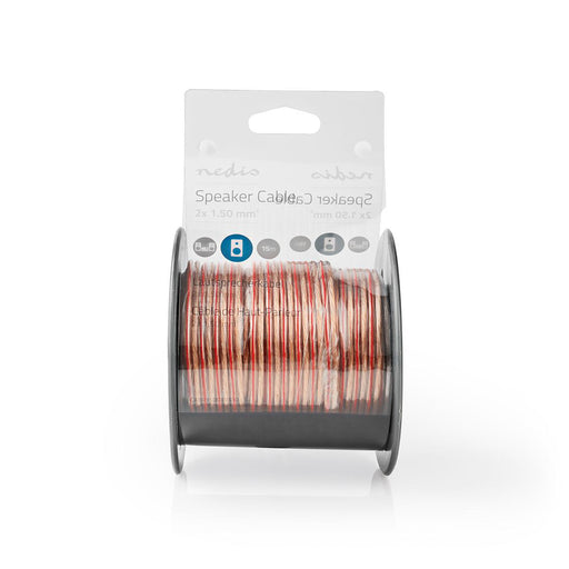 Nedis Speaker Cable - 2x 1.50 mm², Copper, 15.0 m, Transparent - Reel