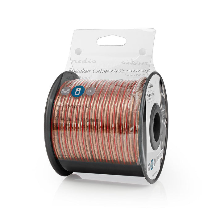 Nedis Speaker Cable - 2x 1.50 mm², Copper, 25.0 m, Transparent - Reel