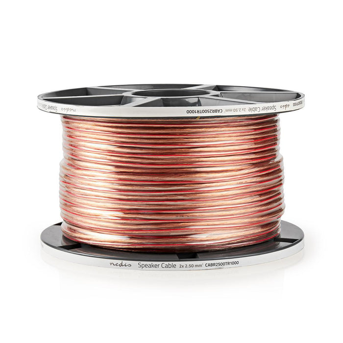 Nedis Speaker Cable - 2x 2.50 mm², Copper, 100.0 m, Transparent - Reel