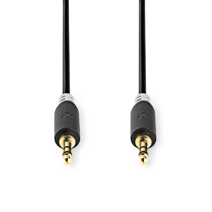 Nedis Stereo Audio Cable - 3.5 mm Male, 3.5 mm Male, Gold Plated, Anthracite - Window Box