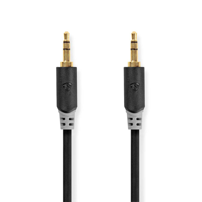 Nedis Stereo Audio Cable - 3.5 mm Male, 3.5 mm Male, Gold Plated, Anthracite - Window Box