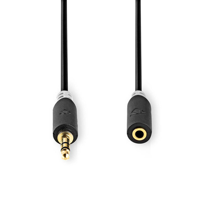 Nedis Stereo Audio Cable - 3.5 mm Male, 3.5 mm Female, Gold Plated, Anthracite - Window Box