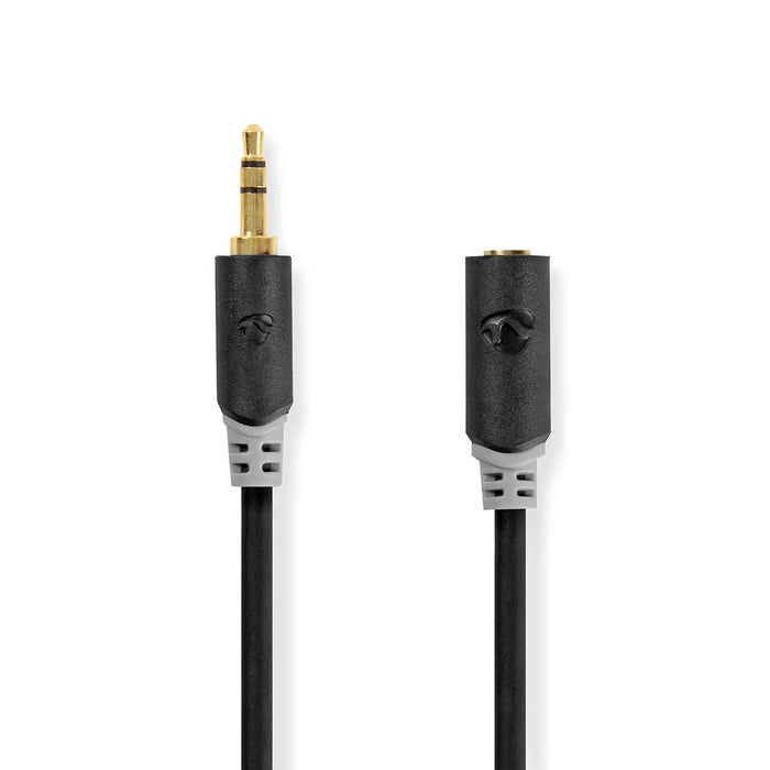 Nedis Stereo Audio Cable - 3.5 mm Male, 3.5 mm Female, Gold Plated, Anthracite - Window Box