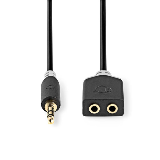 Nedis Stereo Audio Cable - 3.5 mm Male, 2x 3.5 mm Female, Gold Plated, Anthracite - Box