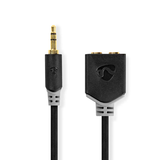 Nedis Stereo Audio Cable - 3.5 mm Male, 2x 3.5 mm Female, Gold Plated, Anthracite - Box