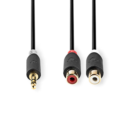 Nedis Stereo Audio Cable - 3.5 mm Male, 2x RCA Female, Gold Plated, Anthracite - Box