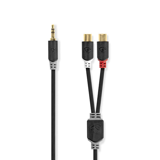 Nedis Stereo Audio Cable - 3.5 mm Male, 2x RCA Female, Gold Plated, Anthracite - Box