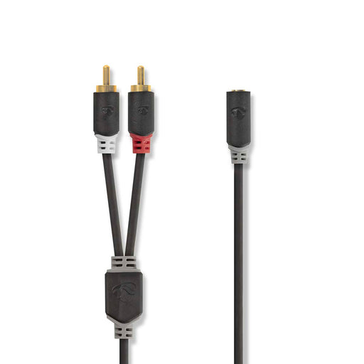 Nedis Stereo Audio Cable - 2x RCA Male, 3.5 mm Female, Gold Plated, Anthracite - Box