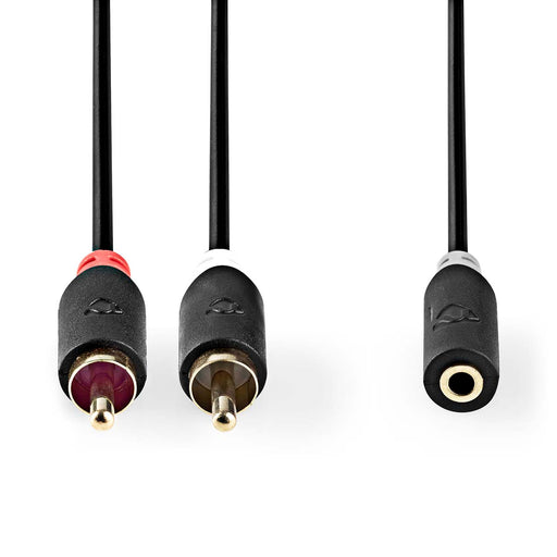 Nedis Stereo Audio Cable - 2x RCA Male, 3.5 mm Female, Gold Plated, Anthracite - Box