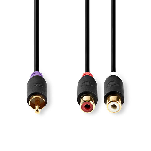 Nedis Subwoofer Cable - RCA Male, 2x RCA Female, Gold Plated, Anthracite - Box