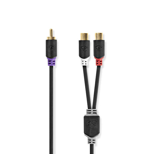 Nedis Subwoofer Cable - RCA Male, 2x RCA Female, Gold Plated, Anthracite - Box