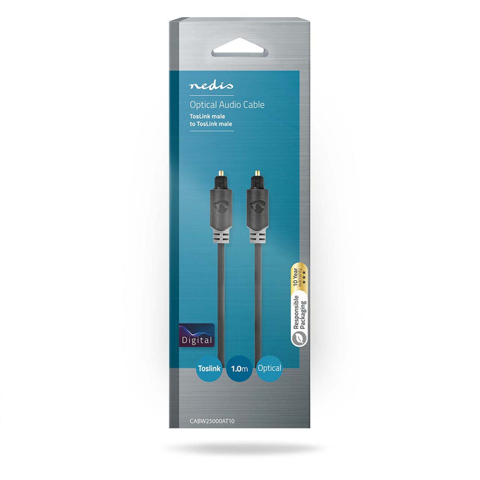 Nedis Optical Audio Cable - TosLink Male, TosLink Male, 1.00 m, Anthracite - Box