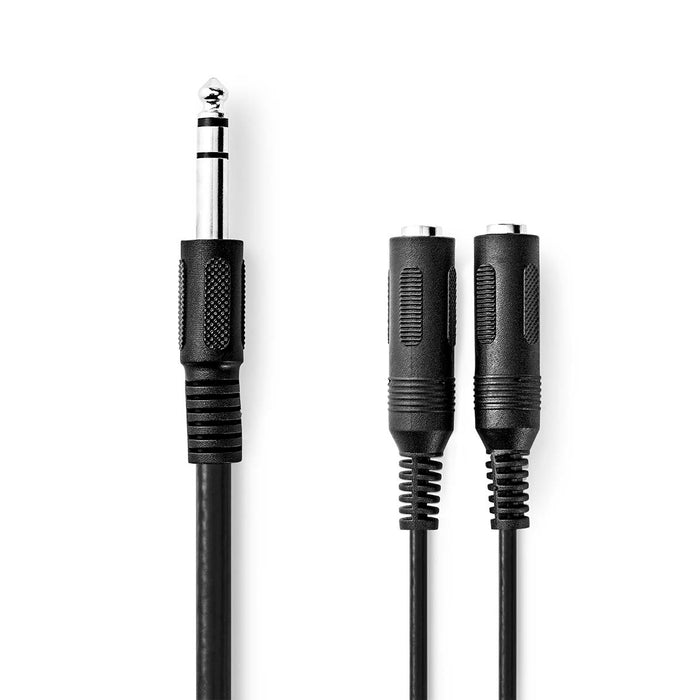 Nedis Stereo Audio Cable - 6.35 mm Male, 2x 6.35 mm Female, Nickel Plated, Round - Box