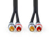 Nedis Stereo Audio Cable - 2x RCA Male, 2x RCA Male, Gold Plated, Anthracite - Box