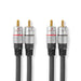 Nedis Stereo Audio Cable - 2x RCA Male, 2x RCA Male, Gold Plated, Anthracite - Box