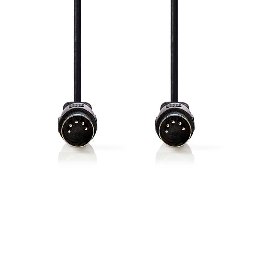 Nedis DIN Audio Cable - DIN 5-Pin Male, DIN 5-Pin Male, Nickel Plated, Black - Label