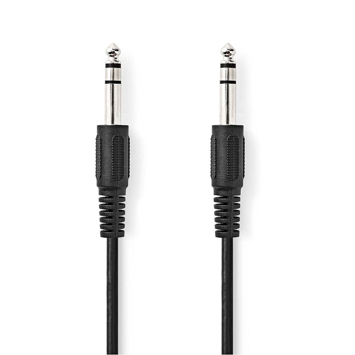 Nedis Stereo Audio Cable - 6.35 mm Male, 6.35 mm Male, Nickel Plated, Black - Label