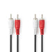 Nedis Stereo Audio Cable - 2x RCA Male, 2x RCA Male, Nickel Plated, Red / White - Label