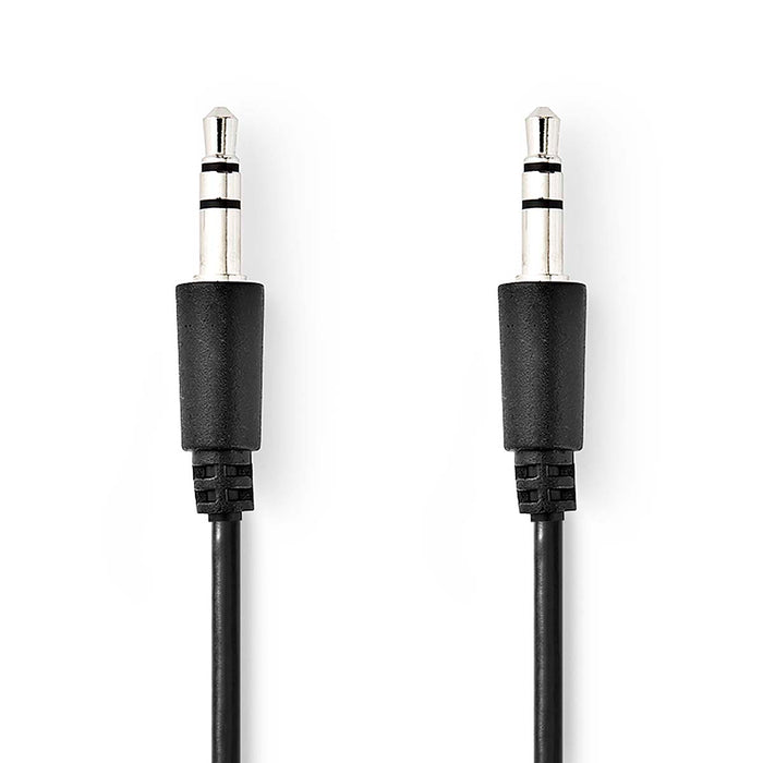 Nedis Stereo Audio Cable - 3.5 mm Male, 3.5 mm Male, Nickel Plated, Black - Polybag