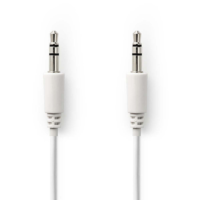 Nedis Stereo Audio Cable - 3.5 mm Male, 3.5 mm Male, Nickel Plated, White - Polybag