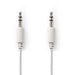 Nedis Stereo Audio Cable - 3.5 mm Male, 3.5 mm Male, Nickel Plated, White - Polybag