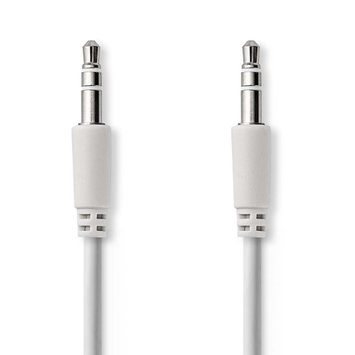 Nedis Stereo Audio Cable - 3.5 mm Male, 3.5 mm Male, Nickel Plated, Round - White