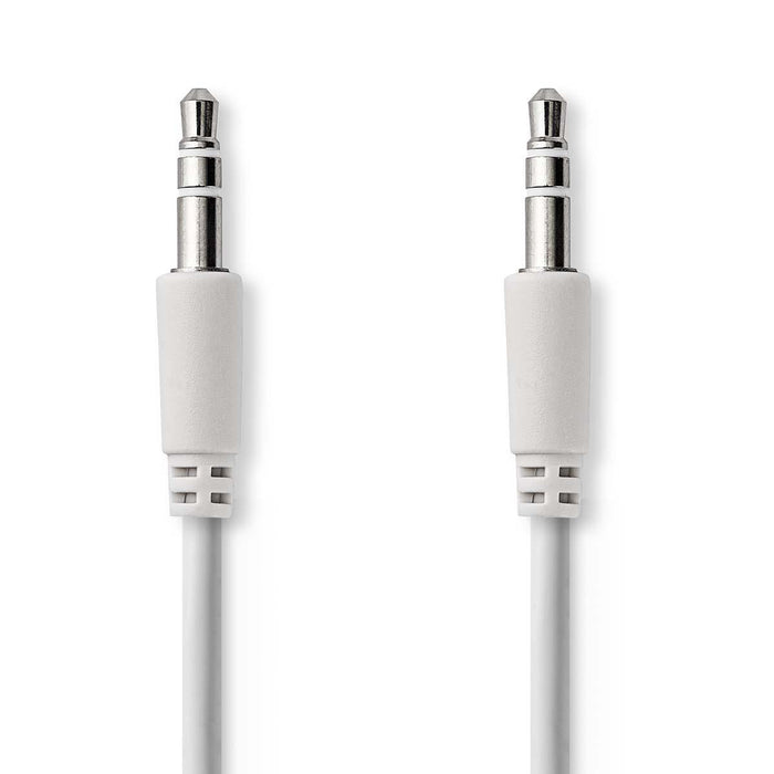 Nedis Stereo Audio Cable - 3.5 mm Male, 3.5 mm Male, Nickel Plated, Round - White