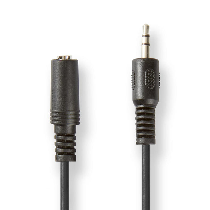 Nedis Stereo Audio Cable - 3.5 mm Male, 3.5 mm Female, Nickel Plated, Black - Tag