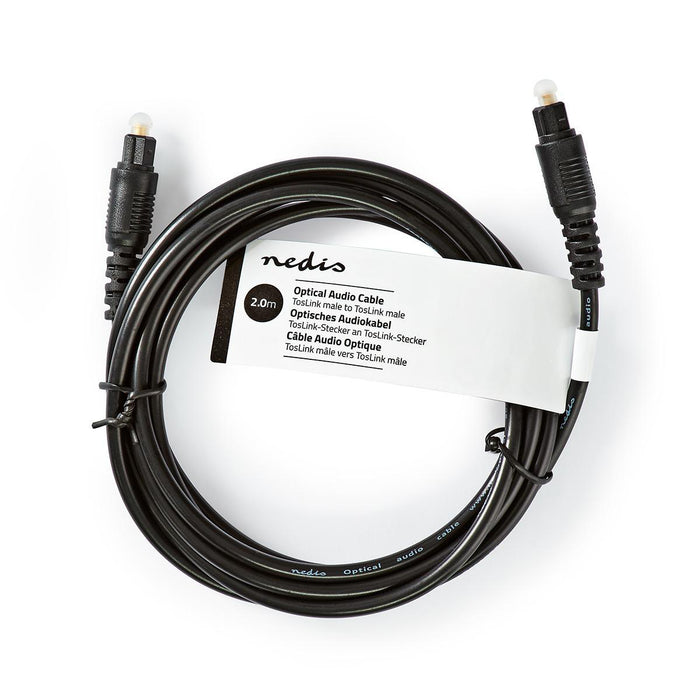 Nedis Optical Audio Cable - TosLink Male, TosLink Male, 2.00 m, Black - Tag