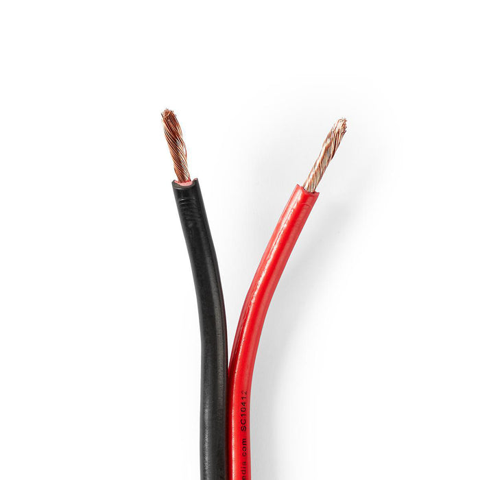 Nedis Speaker Cable - 2x 2.50 mm², CCA, 100.0 m, Black / Red - Wrap