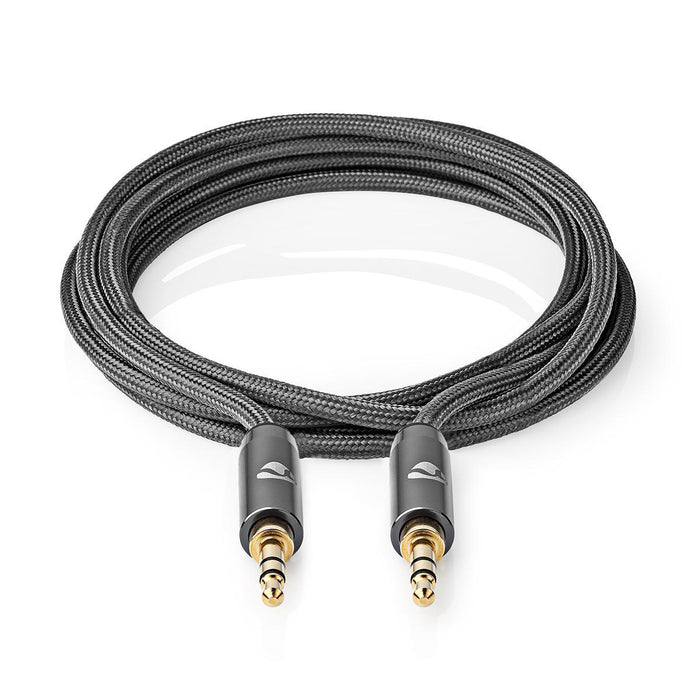 Nedis Stereo Audio Cable - 3.5 mm Male, 3.5 mm Male, Gold Plated, Anthracite / Gun Metal Grey - Cover Window Box