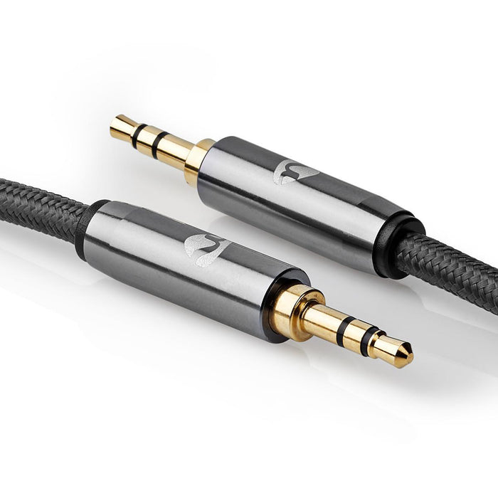 Nedis Stereo Audio Cable - 3.5 mm Male, 3.5 mm Male, Gold Plated, Anthracite / Gun Metal Grey - Cover Window Box