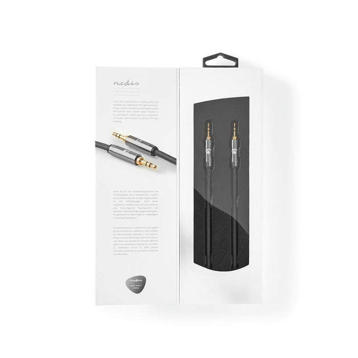 Nedis Stereo Audio Cable - 3.5 mm Male, 3.5 mm Male, Gold Plated, Anthracite / Gun Metal Grey - Cover Window Box