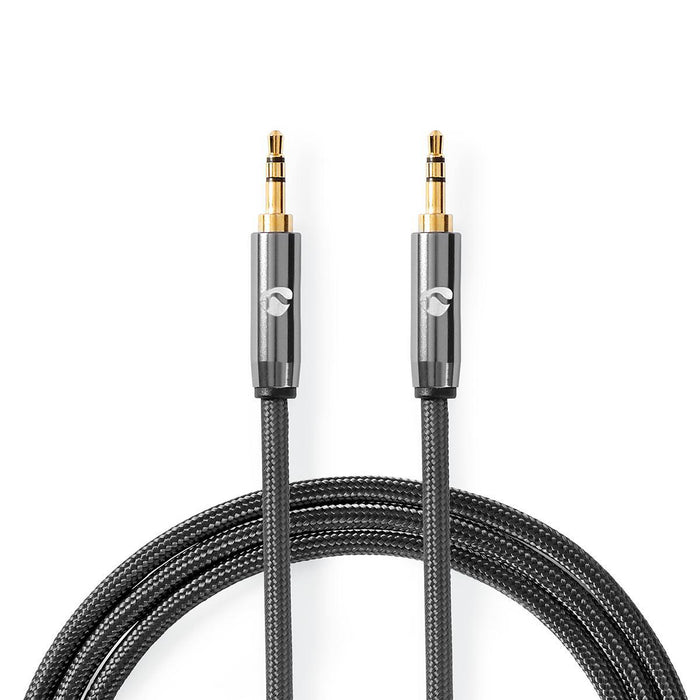 Nedis Stereo Audio Cable - 3.5 mm Male, 3.5 mm Male, Gold Plated, Grey / Gun Metal Grey - Cover Window Box