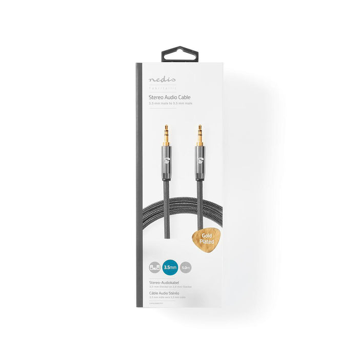 Nedis Stereo Audio Cable - 3.5 mm Male, 3.5 mm Male, Gold Plated, Grey / Gun Metal Grey - Cover Window Box