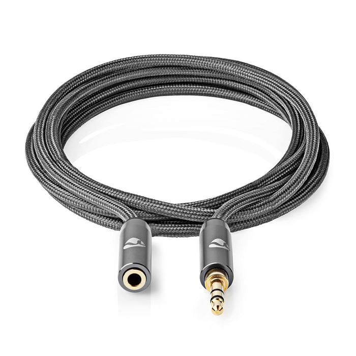 Nedis Stereo Audio Cable - 3.5 mm Male, 3.5 mm Female, Gold Plated, Grey / Gun Metal Grey - Cover Window Box