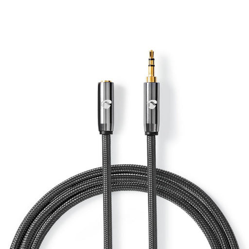 Nedis Stereo Audio Cable - 3.5 mm Male, 3.5 mm Female, Gold Plated, Grey / Gun Metal Grey - Cover Window Box