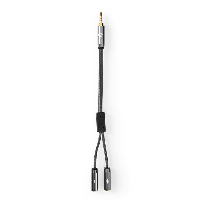 Nedis Stereo Audio Cable - 3.5 mm Male, 2x 3.5 mm Female, Gold Plated, Grey / Gun Metal Grey - Cover Window Box