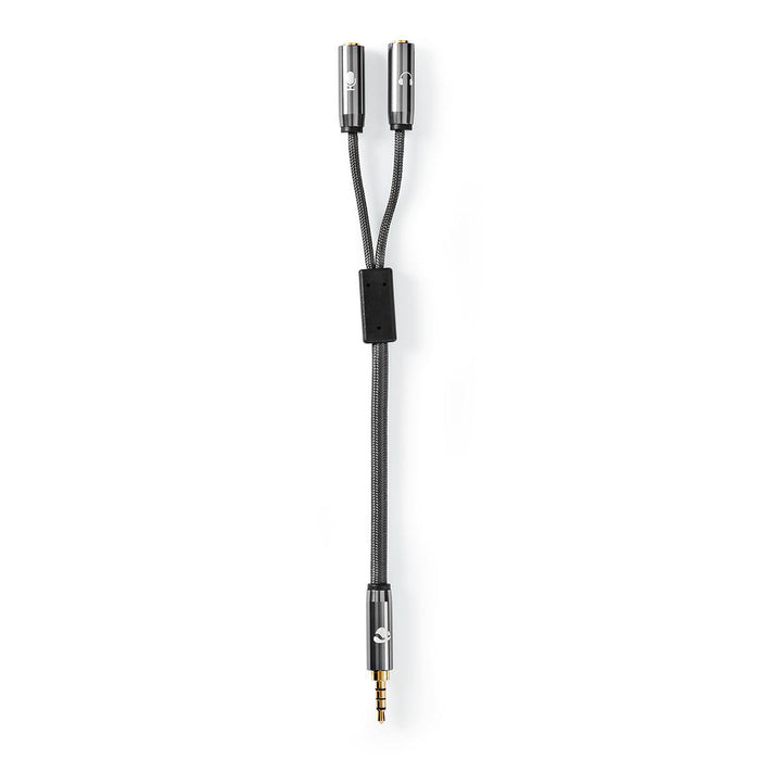 Nedis Stereo Audio Cable - 3.5 mm Male, 2x 3.5 mm Female, Gold Plated, Grey / Gun Metal Grey - Cover Window Box