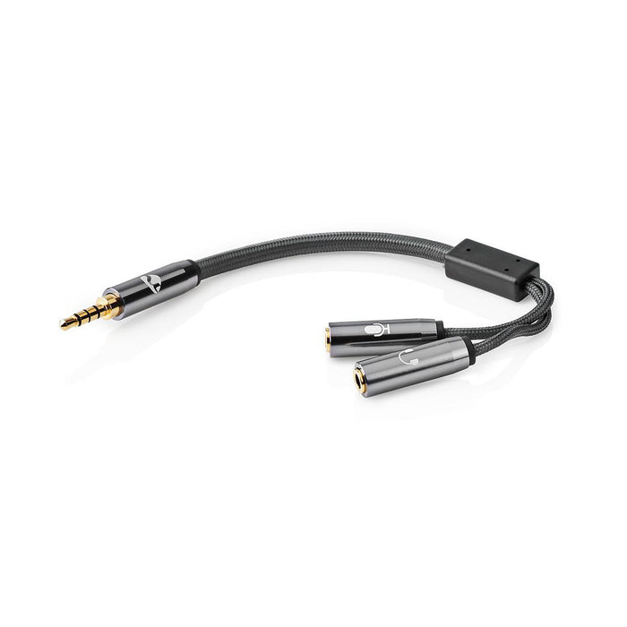 Nedis Stereo Audio Cable - 3.5 mm Male, 2x 3.5 mm Female, Gold Plated, Grey / Gun Metal Grey - Cover Window Box