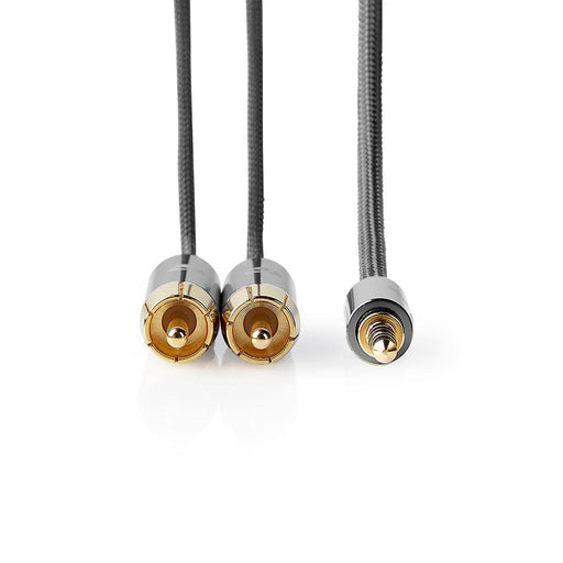 Nedis Stereo Audio Cable - 3.5 mm Male, 2x RCA Male, Gold Plated, Grey / Gun Metal Grey - Cover Window Box