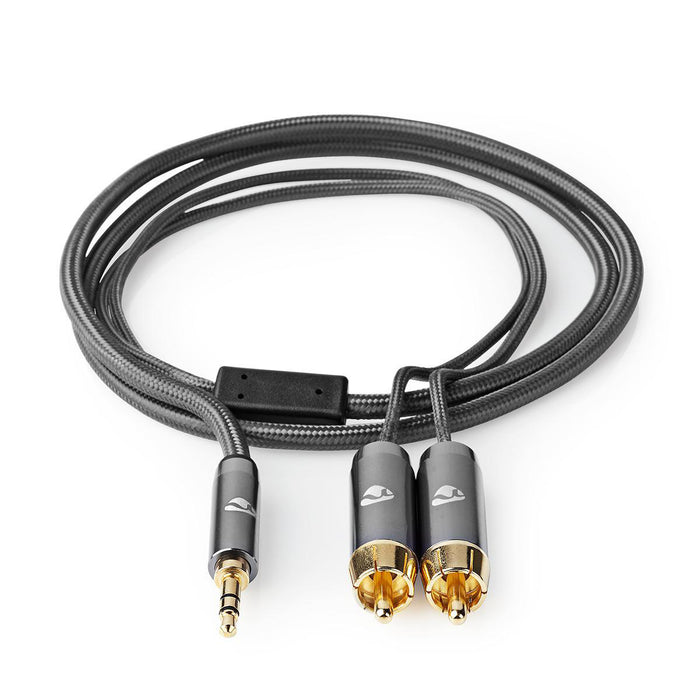 Nedis Stereo Audio Cable - 3.5 mm Male, 2x RCA Male, Gold Plated, Grey / Gun Metal Grey - Cover Window Box