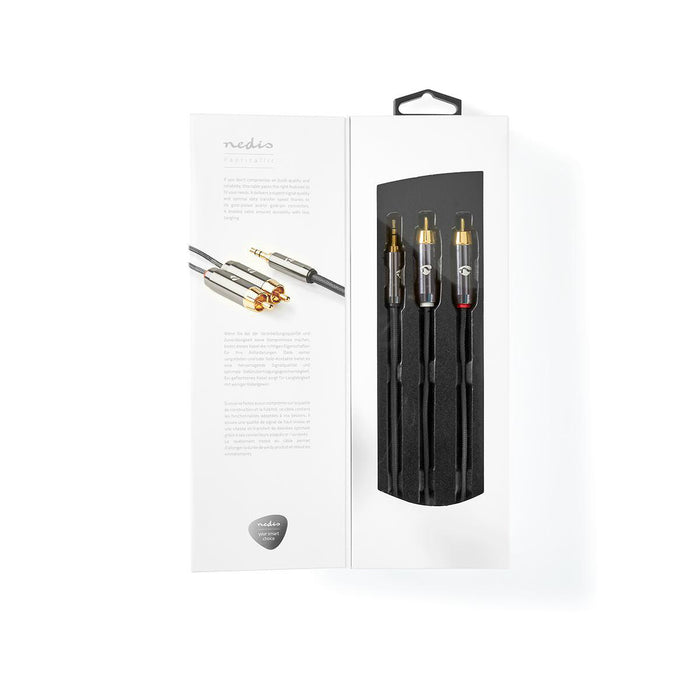 Nedis Stereo Audio Cable - 3.5 mm Male, 2x RCA Male, Gold Plated, Gun Metal Grey - Cover Window Box